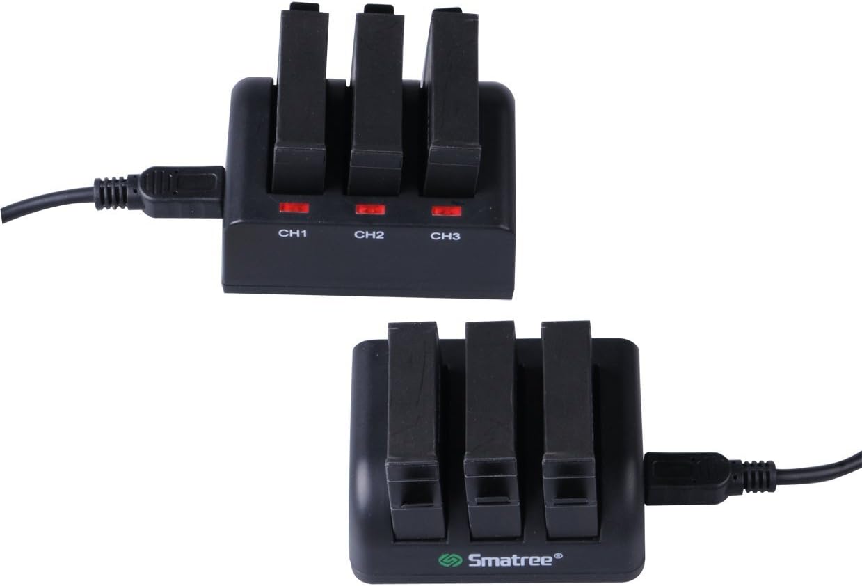 Smatree Battery (3 Pack) and 3-Channel Charger Compatible for Gopro Hero 4 (NOT for Hero 5) : Camera & Photo