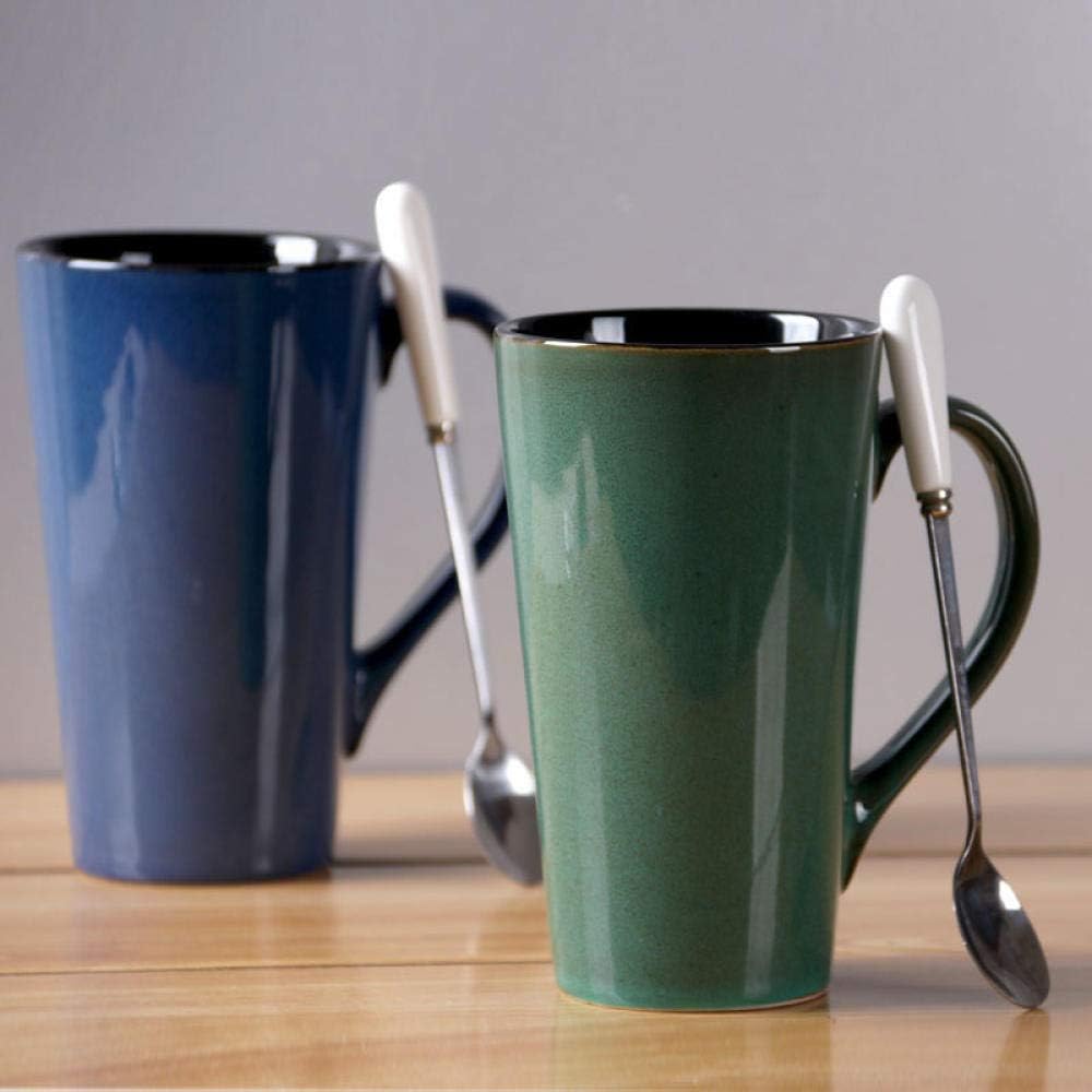Mugs Ceramic vintage large capacity with lid with spoon light brown coffee cups