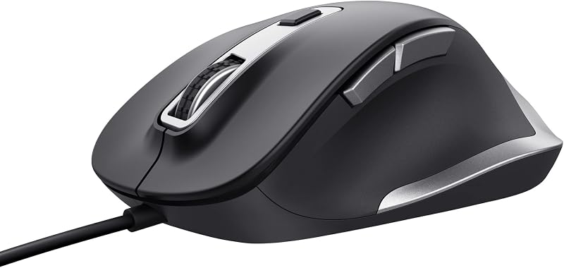 Fyda Mouse con Filo 600-5000 DPI, 6 Pulsanti, Forma Sagomata, Nero