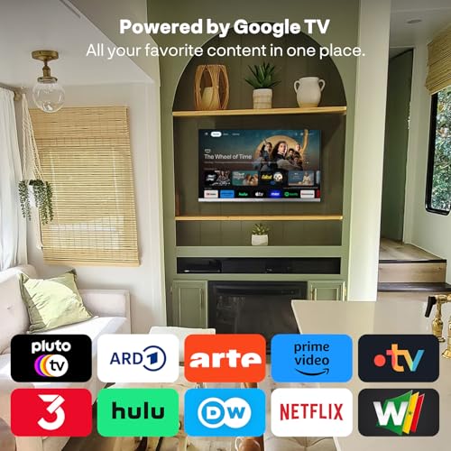 SYLVOX Smart Google TV 24" (60cm) for Camper | 1080P | Integrated DVD Player, 12 Volt Televisions Adapter, Triple Tuner DVB-T2/S2, USB, HDMI, Ideal for Caravans, Trucks