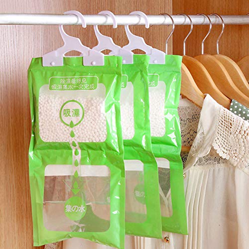 Hapy Shop 8 Pack Wardrobe Hanging Hygroscopic Anti-Mold Deodorizing Moistureproof Desiccant Hanging Bag for Kitchen Bathroom,Dehumidification Process Could be Witness
