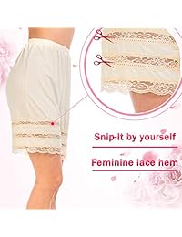 Pantalones cortos de media pantorrilla para dama, falda dividida, de encaje, corte entallado, 7-9 pulgadas