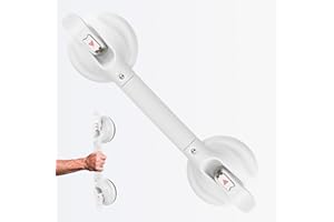 DAREN MEDICAL Shower Handle Upgraded 15 inch Grab Bar for Bathtub,Shower Handles with Strong Suction Cup,Bathroom Safety Grab Bar for Handicap Elderly Seniors and Disabled,White