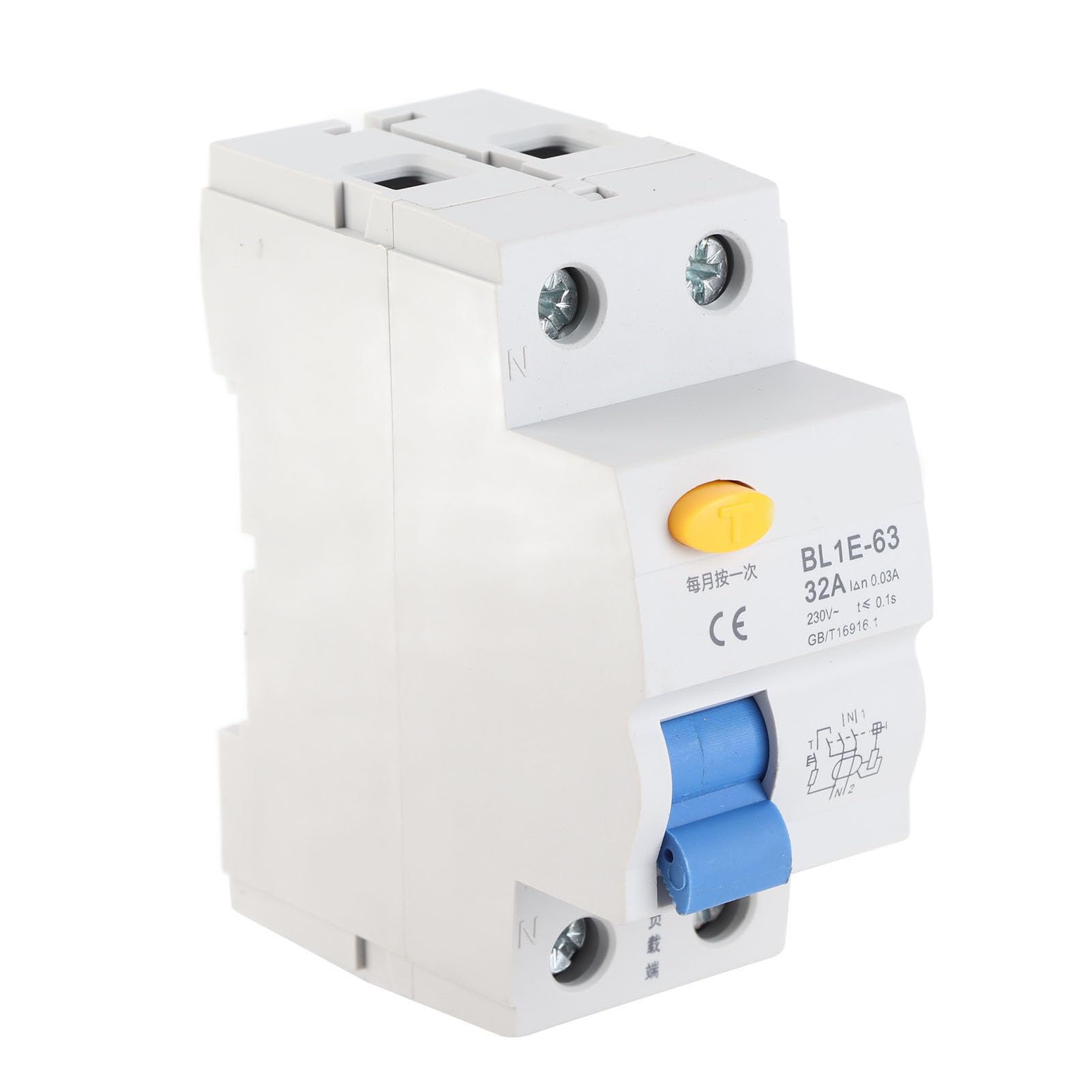 Oumefar BL1E 63 32A 1P + N Residual Current Circuit Breaker RCCB 30mA 230V Residual Current Circuit Breaker for Technical Construction etc.
