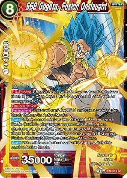 Amazon Com Dragon Ball Super Tcg Singles Ssb Gogeta Fusion Onslaught Bt6 014 Sr Destroyer Kings Toys Games
