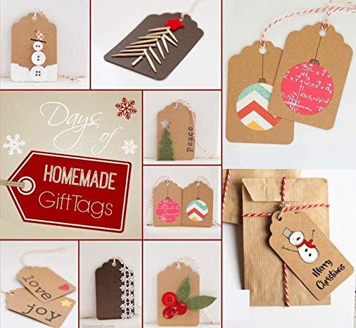 SallyFashion 200pcs Kraft Paper Gift Tags with Free 200 Root Natural Jute Twine(Water Ripple)