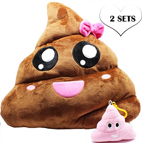 Cute poop emoji throw pillow - 14" cartoon brown&a…