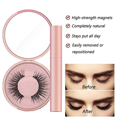 BONNIESTORE Magnetic Eyeliner With Magnetic Eyelashes, False Eyelash Applicator, No Glue 3D Reusable Magnetic False Eyelashes, Easier To Use, Even For Beginners