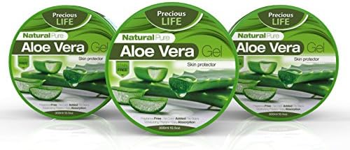 Precious Life Aloe Vera Gel 3 Pack Cold Pressed Aloe Face Hair and Body Moisturizer.