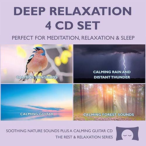 Deep Leisure 4 CD Set – Soothing Nature Sounds CDs plus a Calming Guitar with Ocean Waves CD – for Meditation, Leisure, Sleep, White Noise –