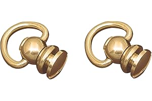 dophee 2Pcs Solid Brass Ball Stud Rivets with Screws D-Ring 360 Degree Rotatable Head Spikes Buttons for Purse Belt Handbag Leather Phone, 20x10mm/0.79" x0.39