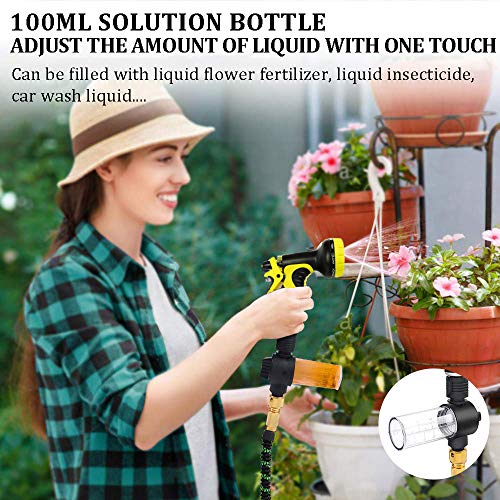 Pimpimsky Garden Hose Expandable 100 feet, Flexible Shrinking Hose with Solid Brass Fittings, Durable Triple Latex Core 9-Pattern Spray Nozzle Stretch Water Hose for Garden Lawn Pet Shower Plant Car
