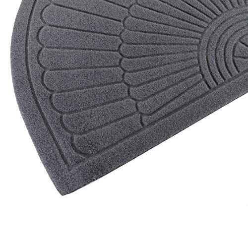 E-view Half Round Door Mat Mud Dirt Trapper Shoe Scraper Mat Entry Mat Rugs for Front Door Low Profile Indoor Outdoor Washable (Gray)
