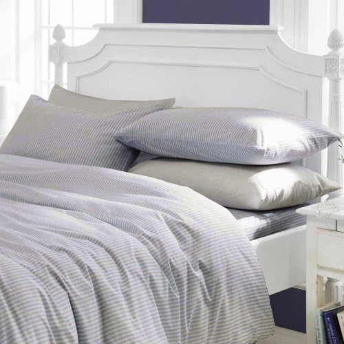 AMERICA EMPORIUM 100% Premium HOTEL LIKE LUXURY Soft ORGANIC Cotton ITALIAN FINISH MADE IN USA Sheet Set 400 TC Fits Up to 24 Inches Deep Pocket Stripe (Queen, Silver Grey)