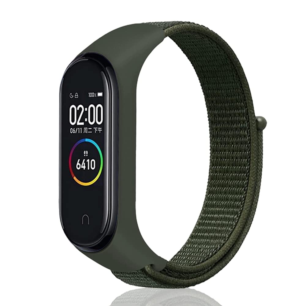 Niboow Strap Compatible with Xiaomi Mi Band 6/Mi Band 5/Mi Band 4/Mi Band 3/Amazfit Band 5, Nylon Soft Watch Band for Xiaomi Mi Band 6/Mi Band 5/Mi Band 4/Mi Band 3/Amazfit Band 5 - Green