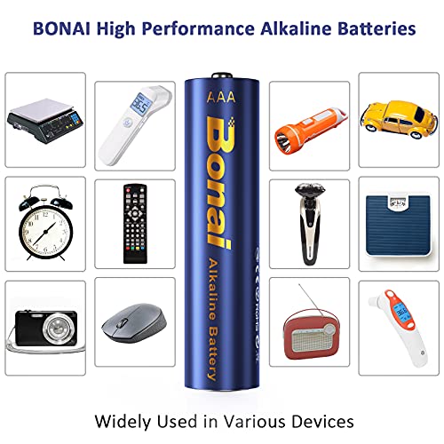 BONAI Longlife AAA LR03 Alkaline Batteries (Pack of 40) 1.5V Micro Alkaline Battery, High Performance, Storage 10 Years, Performance Range Powerful Disposable Batteries MN2400