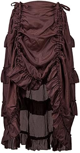 Adjustable Ruffle High Low Gothic Skirt Plus Size Steampunk Corset Skirt Long Dress