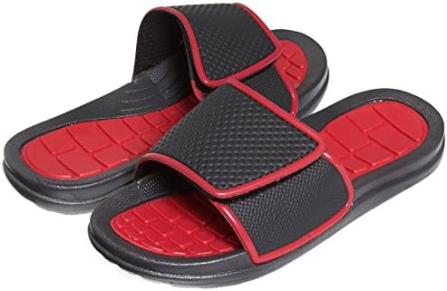 Boys Rugged Vlelcro Closure Slide Sandals Red B 2/3 US Little Kid