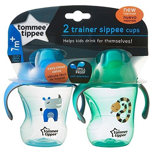 Tommee Tippee Trainer Sippee Cup 2 pack blue/green NEW IMPROVED