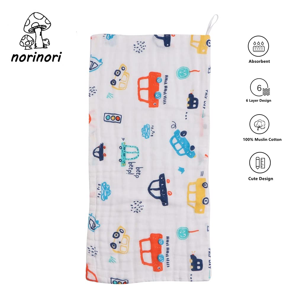 Muslin Burp Cloths Baby Burp Clothes - Baby Burp Cloth for Boy Girls Thicken Muslin Burp Rags Bibs 6 Layers Large 20''x10'' 100% Cotton Hand Washcloths Soft Absorbent by norinori (5 Pack): Kitchen & Dining