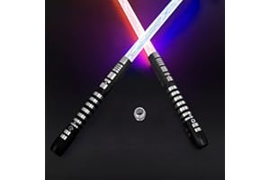 YDDSABER Double-Bladed Dueling Lightsaber,RGB 16 Colors,4 Modes & Sounds,Rechargeable Ghost FX Metal Hilt Light Saber for Adults &Kids Toys (Set of 2（Black）)