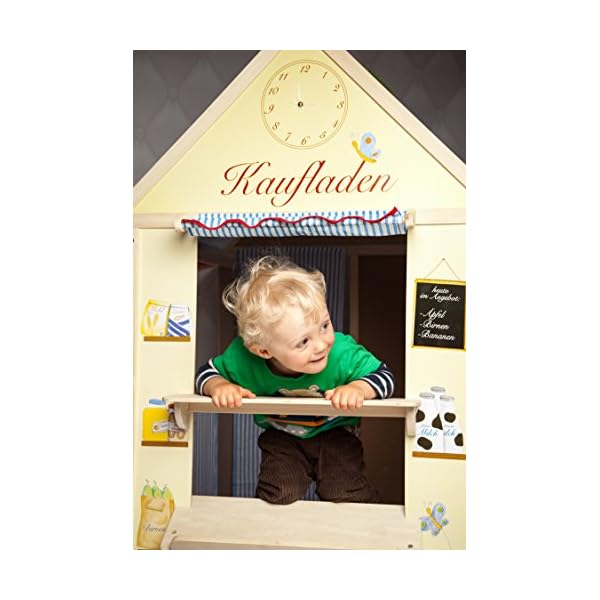 roba Spielhaus-Kombination, Rollenspiel Haus für Kinder, verwendbar als Kaufladen, Kasperletheater, Tafel, Schalter für Post/Bank/Kiosk – Bild 7