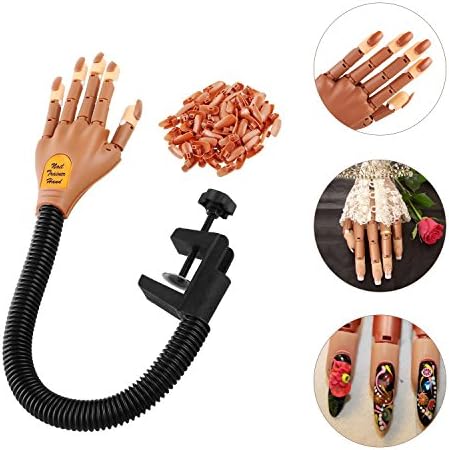 Nail Trainer Practice Nails Hand Flexible Nail Training Hand Kit with 100 PCS Refill Nail Tips for Nail Trainer Practice Nail Polish by AILYRISS