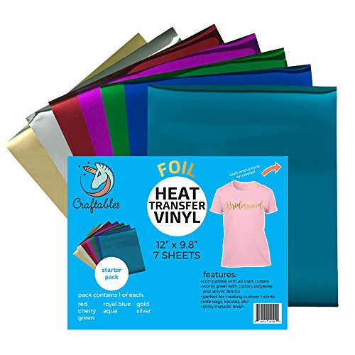 Craftables Starter Pack Foil Heat Transfer Vinyl for Crafts. Each Sheet