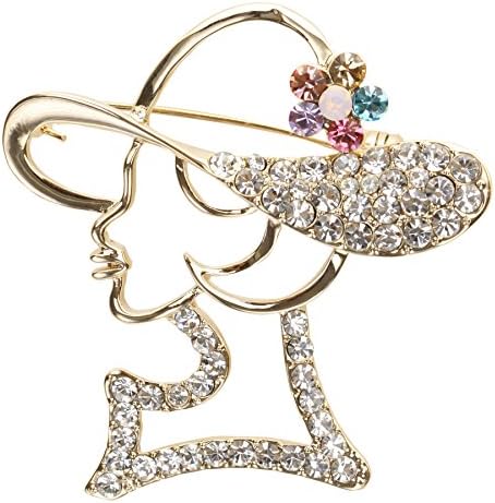 Happy Source Flower Girl Gift for Women Beautiful Lady with Rhinestone Hat Scarf Brooch Pin Mother's Day