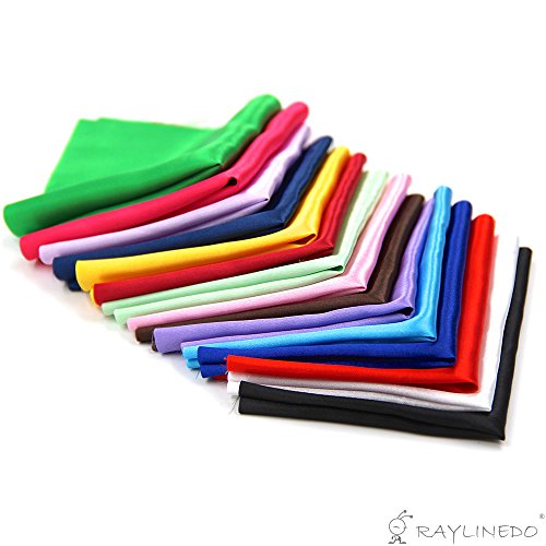 RayLineDo® 15pcs 25 * 20cm Silky Satin Patchwork Fabric Bundle Quilting Wedding Table Decor in 15 Solid Color - Thumbnail 3