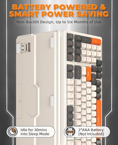Wireless Mechanical Keyboard, Trip Mode 2.4G and BT5.0 2-in-1 Receiver, Type-c, 100 Keys Hot Swappable Switches, Gaming Keyboard with Number Pad, for PC Gamers or Mac or Windows (Khaki)
