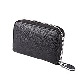 Emmabin Rfid Blocking Leather Credit Card Wallet Holder for Women , Mini Wallet - Black