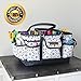 Everything Mary Grey Geometric Deluxe Store and Tote - Storage Craft Bag Organizer for Crafts, Sewing, Paper, Art, Desk, Canvas, Supplies - High Quality Storage Organization with Handles for Travel