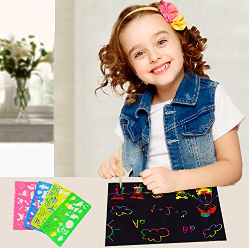 image for COONC Scratch Art Notebooks; Rainbow Scratch Paper; Black Doodle Pad w