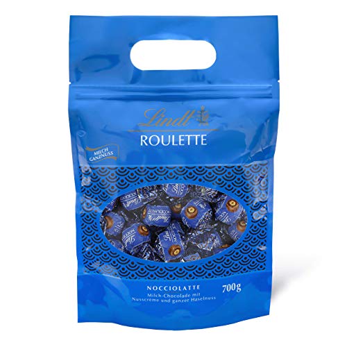 Lindt Schokolade ROULETTE Kugeln Nocciolatte | 700 g | Vollmilchschokolade mit einer ganzen Haselnuss eingebettet in…