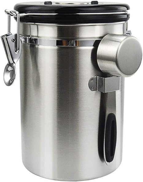 Amazon コーヒー キャニスター 304ステンレス コーヒー豆 茶筒 お菓子 糖 香料 日付表示ダイヤル 防湿保存 密封容器 シルバー 1800ml 0 56kg 保存容器 キャニスター オンライン通販