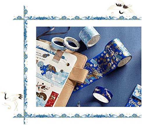 BCopter Washi Masking Tape Set Creative DIY Arts Kit Party Craft Favor for Kids Adults, Colorful Sticky Paper Decoration Gift Wrap Scrapbook Journal, Hand Tear Writable (Glitter Blue)