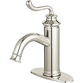 Fauceture LS541RLPN Royale Single-Handle Bathroom Faucet with Push Pop-Up, Polished Nickel