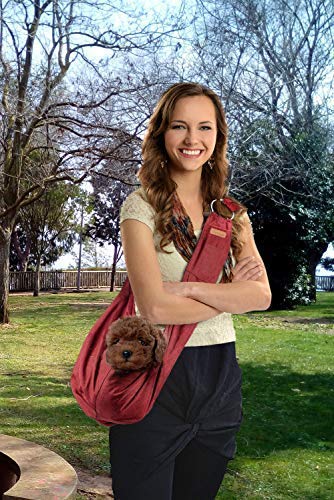 Wokow Dog Sling Pet Carries, Hands-Free Waterproof Lightweight Shoulder Carrier Bag with Dog Leash/Pocket and Adjustable Lengthened Strap for Small Medium Cat/Puppy/Rabbit up to 16lb Outdoor Travel