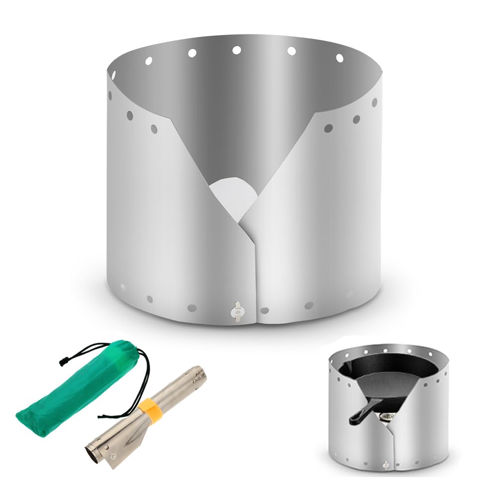 Lixada Ultralight Titanium Outdoor Camping Cooker Stove with Wind Shield Screen and Wind Proof Plate 19 cm