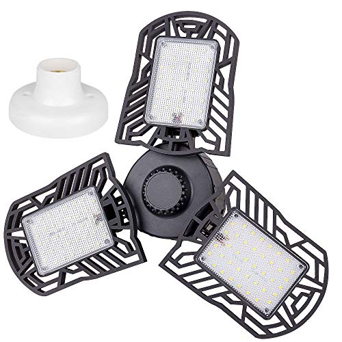 Wireless Tribright Led Garage Light 100W-10000lm-Florescent-Shop-Light Screw-in 4 FT Deformable Basement Light for High Bay Garage Workshop Basement Storage and Barn