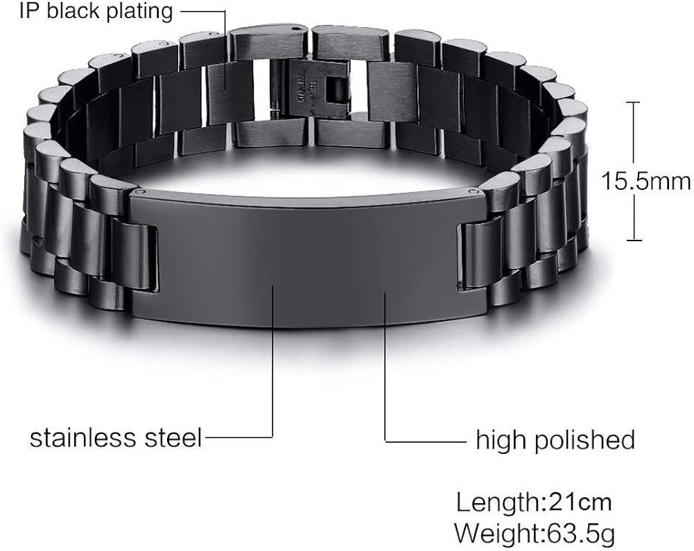 VNOX Personalized Engraved Dad Jewelry Gifts for Dad Daddy Father form Daughter for Father Day Birthday Day Masculine Width Band Stainless Steel Link Bracelet: Jewelry