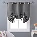 NICETOWN Blackout Roman Shades Curtains - Grey Bathroom Window Treatments Tie Up Curtain Valance for Small Window (Grommet Top Panel, 46 inches W x 63 inches L, Gray)