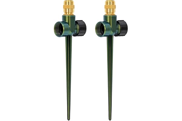 RESTMO Heavy-Duty Full-Metal Lawn Sprinkler for Yard (Glitter Green, 2 Pack)