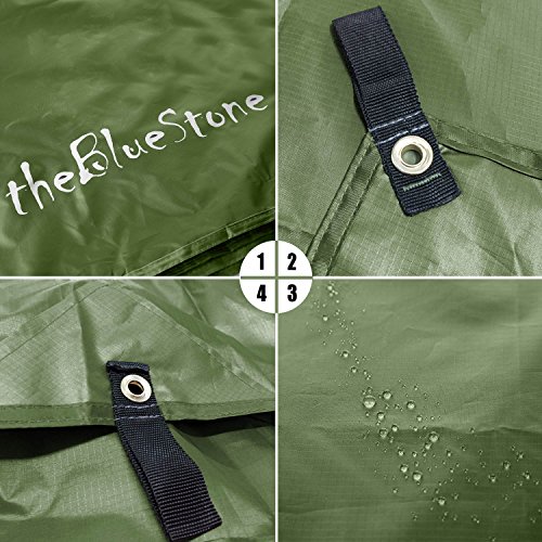 theBlueStone Rain Tarp Shelter in 10 x 10 FT for Canopy Double Hammock Outdoor Camping, Ripstop Rain Fly (Army Green) - Thumbnail 2