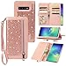 Petocase Compatible Galaxy S10 Plus Wallet Case,Luxury Bling Classy Leather Folio Flip Wristlet Shockproof Protective ID Credit Card Slots Holder Carrying Cover for Samsung Galaxy S10 Plus-Rose Gold