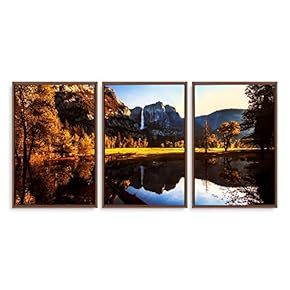 3 Piece Framed Canvas Wall Art for Living Room, Bedroom Waterfall in Deep Forest of Croatia Canvas Prints for Modern Home Decoration Ready to Hang - 16"x24"x3 Panels