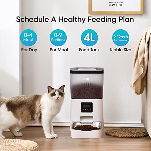 Automatic Cat Feeder, JSK 4L Dog Feeder Pet Food Dispenser ClogFree