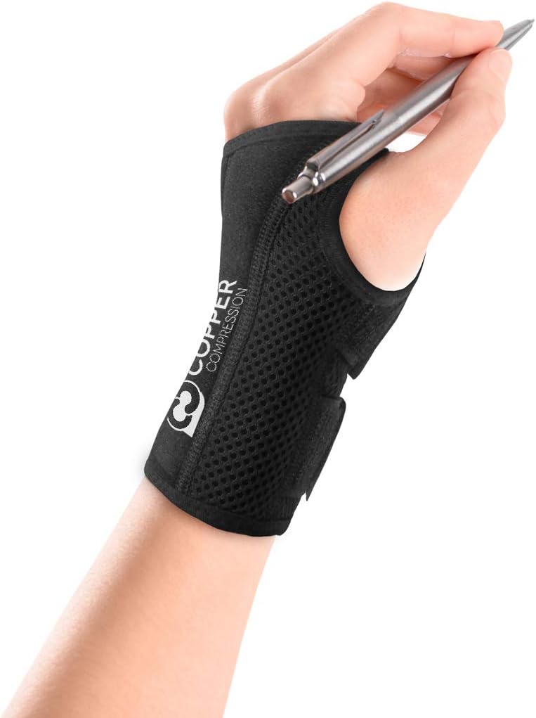 Copper Compression Wrist Brace - Guaranteed Highest Copper Content Support for Wrists, Carpal Tunnel, Arthritis, Tendonitis. Night Day Wrist Splint for Men Women Fit Right Left Hand (Left Hand L-XL): Health & Personal Care