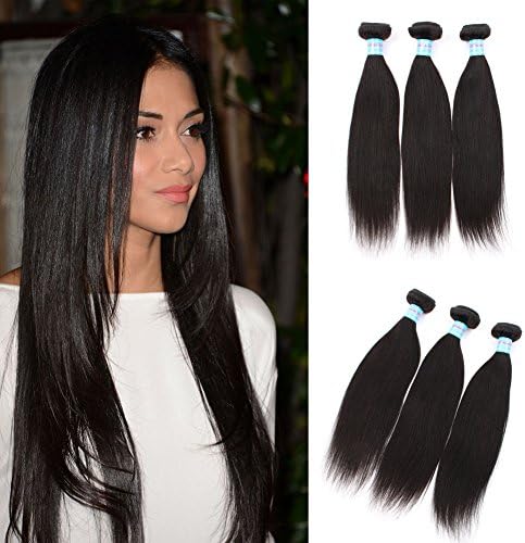 OrderWigsOnline Virgin Brazilian Hair Extensions Silky Straight Hair Weft 3 Bundles 100% Unprocessed Human Hair Weave Natural Color Mixed Length(14.14.14Inch)